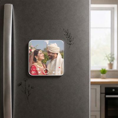Personalized Custom Photo & Music Player Music Fridge Magnet for Husband Wife  Wedding Gift for Couples  Playable Music Rechargeable with On/Off Button